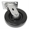 Angled bottom view of swivel caster with black wheel