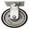 Side view of rigid caster with black and silver wheel