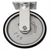 Side view of rigid caster with black and silver wheel
