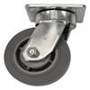 Side view of swivel caster with gray wheel