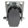 Angled front view of swivel caster with gray wheel