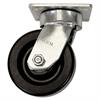 Side view of swivel caster with black wheel