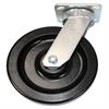 Side view of swivel caster with black wheel