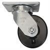 Side view of swivel caster with black wheel