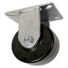 Angled side view of rigid caster with black wheel