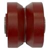 Front view of 4" x 2" v-groove iron wheel showing grooved profile