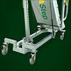 Base, wheels, height adjustment increments on support, locking pin, and gas assist springs