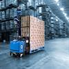 Robotic Pallet Truck with Double Length Forks Taking Product to Storage