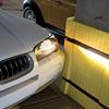 Impact from a car pulling into a parking spot