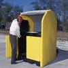 Simply remove ramp from stored position and place in front of drum storage compartment