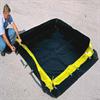When the feet on the PVC wall support are swiveled sideways, the side walls can be laid flat for easier entry to and exit from the berm