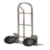 Rear view of stainless steel hand truck.
