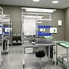 Set up for a medical or laboratory, these work stations make portable work spaces that can be taken to individual exam rooms