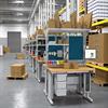 Warehouse workstations set up for various operations in packing & shipping