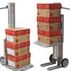 Powered lift hand truck with platform lowered and raised