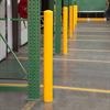 Bollards installed in front of rack uprights
