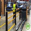 Flexible handrail installed in a warehouse