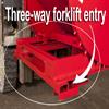 Optional three-way forklift entry add-on makes re-locating hopper quick and easy as well as aiding in dumping operation from a forklift
