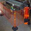Portable safety zone system used to protect worker taking inventory
