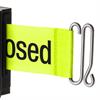 Fluorescent yellow belt printed with the word Closed