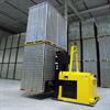 A8 driverless forklift in warehouse with double wide, double stacked load