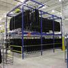Two-level automotive parts overhead conveyor storage system