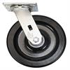 Side view of swivel caster with black wheel