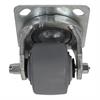 Angled front view of swivel caster with gray wheel