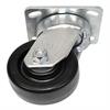 Angled bottom view of swivel caster with black wheel