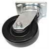 Angled side view of swivel caster with black wheel