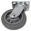 Angled bottom view of swivel caster with gray wheel