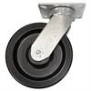 Side view of swivel caster with black wheel