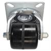 Angled front view of swivel caster with black wheel