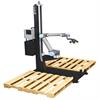 side view of robotic palletizer on a white background