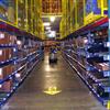 Completed picking aisle with flow bed racks on either side results in high-density storage that is easily accessible.