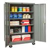 Open gray storage cabinet