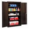 Open black storage cabinet
