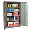 Open gray storage cabinet