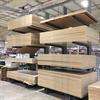 Cantilever rack loaded with sheet wood