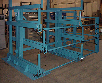 Roll-out Rack, Bulk Round Stock Storage, Crank-out Rack