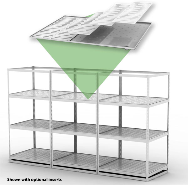 shelving unit with drainage trays