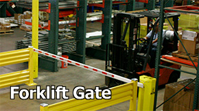 Forklift stopped at a forklift gate