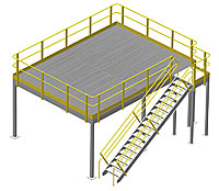 Structural mezzanine with bar grating