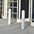 White bollards in front of a shop