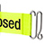 Fluorescent yellow belt printed with the word Closed