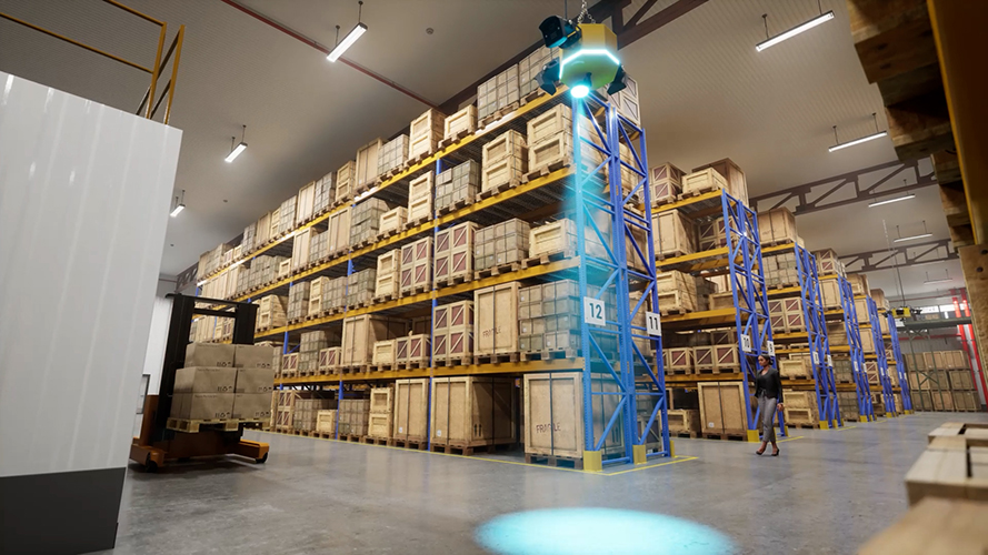forklift warning light projected on the floor