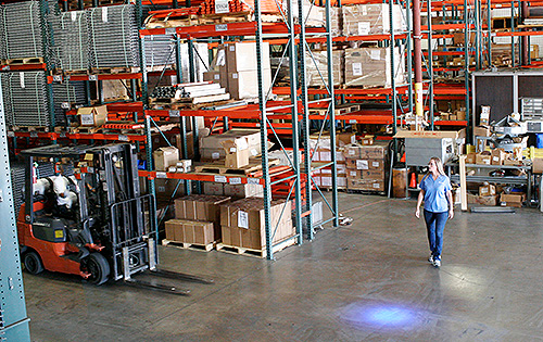 forklift warning light projected on the floor