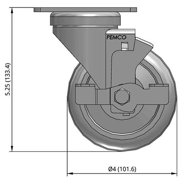 CiscoEagle Catalog Swivel Caster with Side Lock 4" x 1.25" TPU