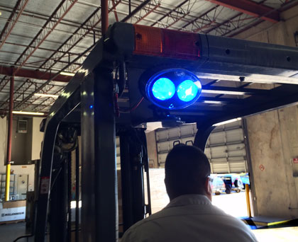 warning light mounted on forklift