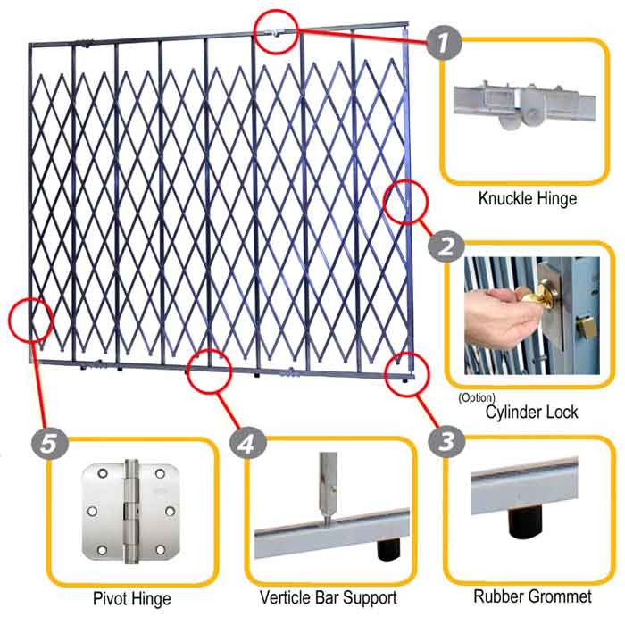 Cisco-Eagle Catalog - Storefront Security Gate - 7' W x 12' H, w/ Fixed ...